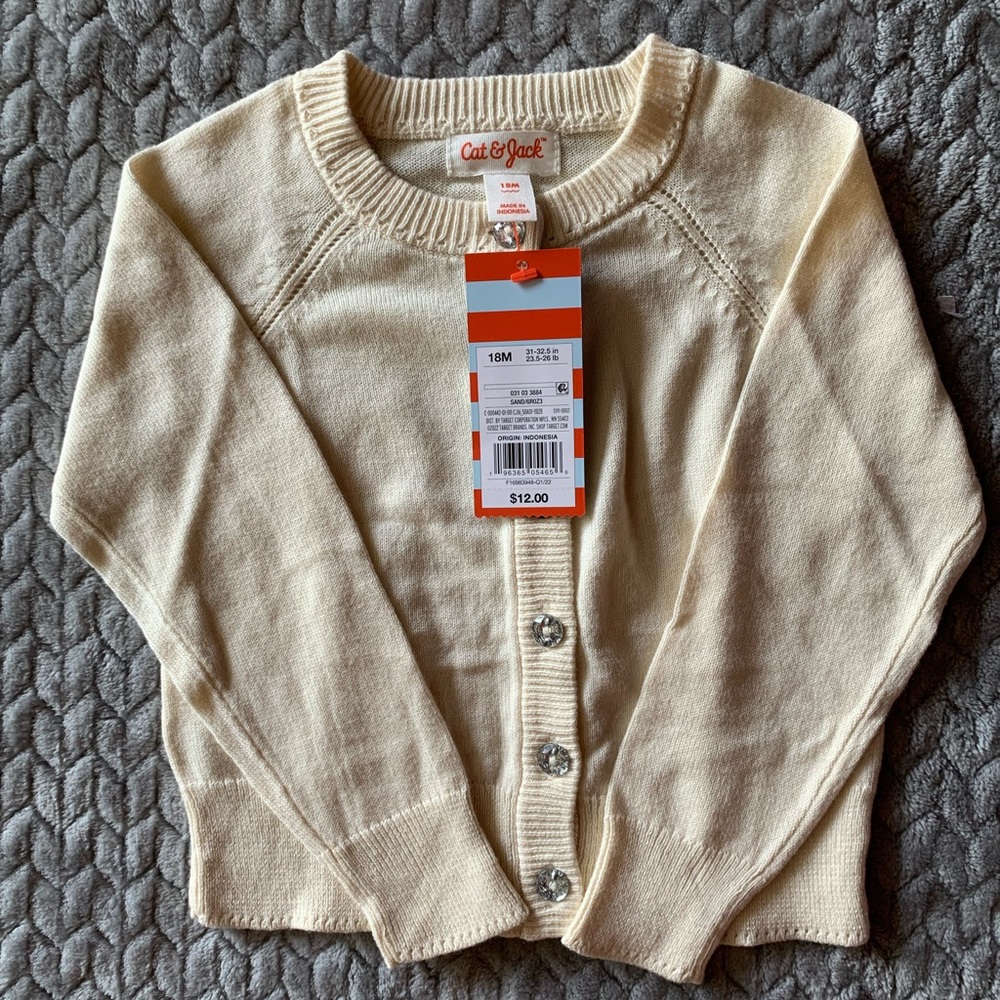 Cream Cardigan with Jewel Buttons from Cat and Jack in 18M